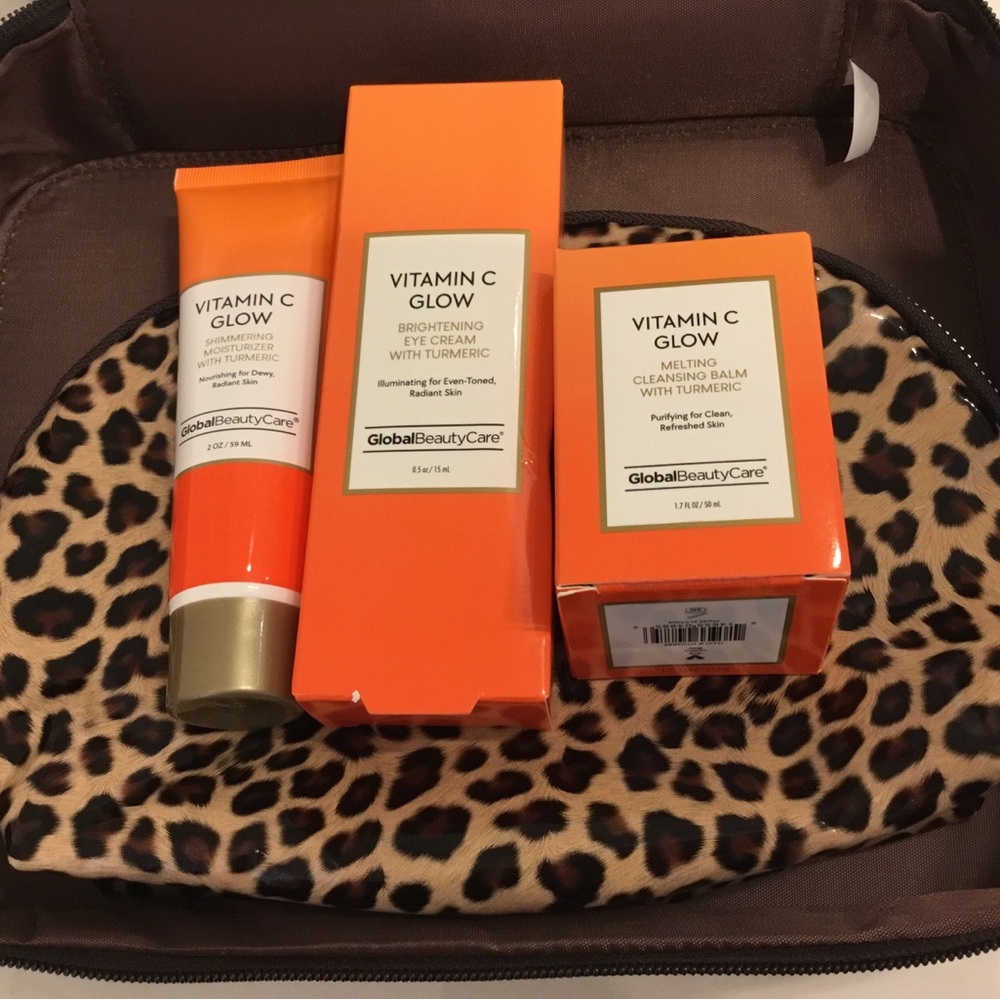 2 Pcs Leopard Print Cosmetic Bag Travel Makeup Toiletry Organizer w/Zipper NWOT